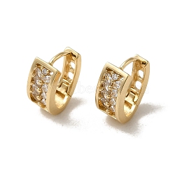 Brass Micro Pave Cubic Zirconia Hoop Earring, Light Gold, 14.5x5.5mm(EJEW-L271-03KCG-01)