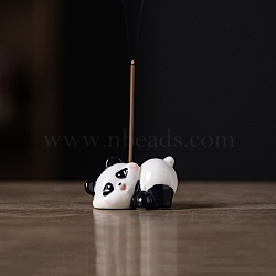 Ceramic Incense Burners, Panda Incense Holders, Home Office Teahouse Zen Buddhist Supplies, White, 30x47x58mm(PW-WGF5AA4-03)