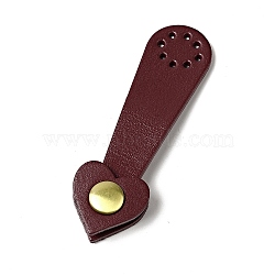 Heart Cowhide Leather Sew on Purse Clasps, Brass Snap Button Bag Mouth Buckle, Suitcase Bag Anti-Theft Parts, Dark Red, 7.4x2.2x1cm, Hole: 1.6mm(FIND-D027-01A)