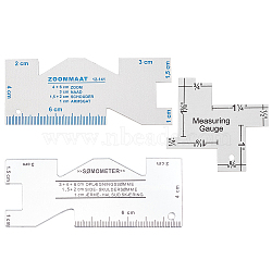 3Pcs 3 Style Quilting Template Ruler, Aluminum & Acrylic Sewing Machine Thickness Gauge, DIY Hand Patchwork, Cutting Craft, Mixed Color, 53.5~99x40~57.5x0.5~3mm, Hole: 3~3.5mm, 1pc/style(TOOL-BC0002-36)