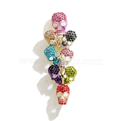 Skull Alloy Rhinestone Brooches for Backpack Clothes, Colorful, 87x30mm(PW-WGFC67A-01)