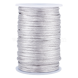 Polyester Cord, for Knitting Chinese Knots, Silver, 3mm, about 54.68 Yards(50m)/Roll(WCOR-WH0003-01B-01)