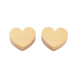 PVD Vacuum Plating 304 Stainless Steel Beads, Heart, Golden, 9.7x11.5x4.3mm, Hole: 2.3mm(STAS-H218-06G)