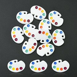 Opaque Resin Pendants, Drawing Board Shaped Charms, Colorful, 24~25x17x4.5mm, Hole: 3mm(CRES-YW0001-09)
