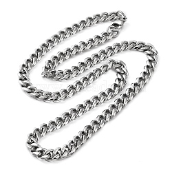 304 Stainless Steel Cuban Link Chain Necklace for Men Women, Stainless Steel Color, 20.00 inch(50.8cm)(NJEW-C013-01P)