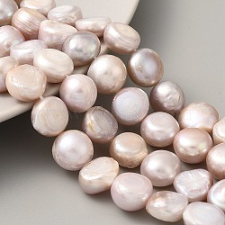 Natural Cultured Freshwater Pearl Beads Strands, Two Sides Polished, Grade 3A, Lilac, 11~12mm, Hole: 0.5mm, about 17pcs/strand, 7.09 inch(18cm)(PEAR-A006-13D)