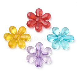 Transparent Acrylic Beads, Flower, Mixed Color, 23.5x21.5x5mm, Hole: 2mm(X-MACR-S296-48)