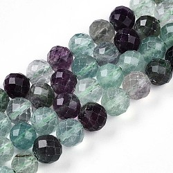 Natural Fluorite Beads Strands, Round with Faceted, 8~8.5x8~8.5mm, Hole: 0.9mm, about 48pcs/strand, 15.35~15.75''(39~40cm)(G-T140-19B)