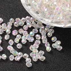 Bicone AB Color Plated Eco-Friendly Transparent Acrylic Beads, Clear AB, 6x6mm, Hole: 1mm, about 625pcs/50g(X-TACR-A003-6mm-22)