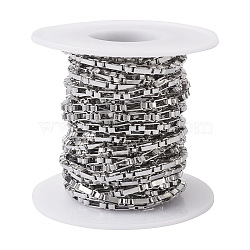 304 Stainless Steel Box Chain, Unwelded, with Spool, Stainless Steel Color, 3mm, about 16.40 Feet(5m)/Roll(YS-TAC0001-10P)