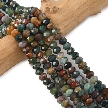 Natural Indian Agate Bead Strands, Faceted, Rondelle, 5.5~6.5x4.5mm, Hole: 1mm, about 91~94pcs/strand, 15.35''(39cm)~15.43''(39.2cm)