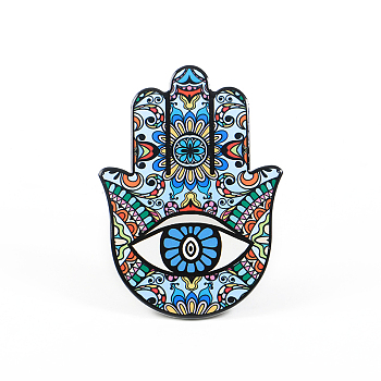 Porcelain Cup Mats, Coasters, with Anti-slip Cork Bottom, Water Absorption Heat Insulation, Hamsa Hand/Hand of Miriam with Eye, Pale Turquoise, 150x100mm