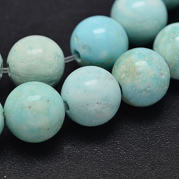 Natural Howlite Beads Strands, Dyed & Heated, Round, Turquoise, 4mm, Hole: 1mm, about 95pcs/strand, 15.5 inch(39.4cm)