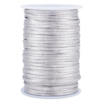 Polyester Cord, for Knitting Chinese Knots, Silver, 3mm, about 54.68 Yards(50m)/Roll