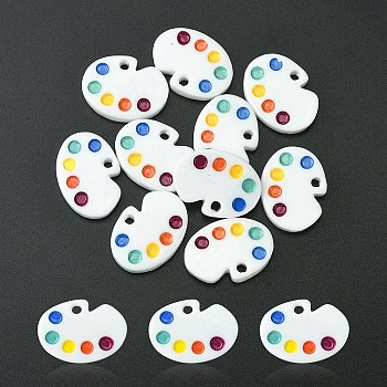 Opaque Resin Pendants, Drawing Board Shaped Charms, Colorful, 24~25x17x4.5mm, Hole: 3mm