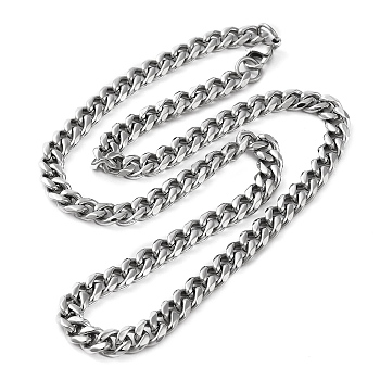 304 Stainless Steel Cuban Link Chain Necklace for Men Women, Stainless Steel Color, 20.00 inch(50.8cm)