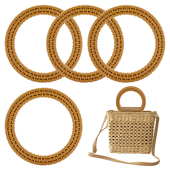 Resin Imitation Rattan Bag Handles, Round Ring, for Bag Straps Replacement Accessories, Goldenrod, 11.8x0.85cm, Inner Diameter: 8.8cm
