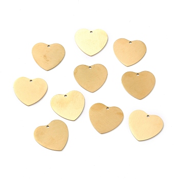 Ion Plating(IP) 304 Stainless Steel Pendants, Double Side Drawbench, Stamping Blank Tag, Heart, Golden, 23.5x25x1mm, Hole: 1.6mm