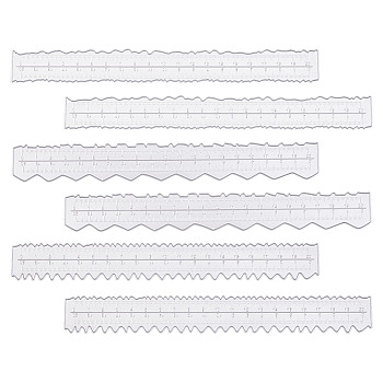3Pcs 3 Styles Paper Tearing Ruler Carbon Steel Metal Die Cuts, Irregular Deckle Edges Craft Measuring Tool for DIY Scrapbooking, Cards Embossing Decoration, Stainless Steel Color, 215x23.7~27x0.7mm, 1pc/style