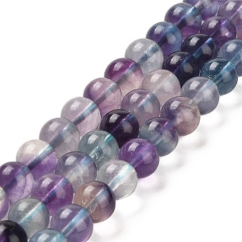 Natural Fluorite Beads Strands, Grade AA, Round, 7.8~8.8mm, Hole: 0.8~1mm, about 46~49pcs/strand, 15.04~16.06''(38.2~40.8cm)