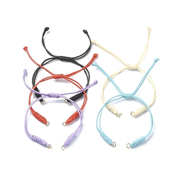Adjustable Braided Eco-Friendly Korean Waxed Polyester Cord, with 304 Stainless Steel Open Jump Rings, for Link Bracelet Making, Mixed Color, 10-3/8 inch(26.4cm), Hole: 3mm