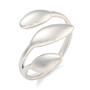 Non-Tarnish Leaf 304 Stainless Steel Open Cuff Finger Rings for Women, Stainless Steel Color, 20mm, Inner Diameter: 18mm