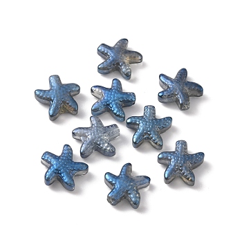 Handmade Lampwork Beads, AB Color, Starfish, Dodger Blue, 13x14x5mm, Hole: 1mm