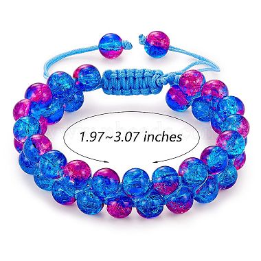 bracelet de perles tressées en verre rond étincelant(BJEW-SW00082-15)-2
