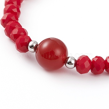 Faceted Glass Beads Stretch Bracelets(BJEW-JB05887)-3