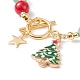 Christmas Tree & Star Alloy Enamel Charm Bracelet(BJEW-TA00154)-4