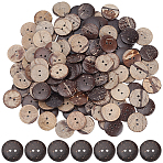 120Pcs Coconut Buttons, 2-Hole, Flat Round, Coconut Brown, 20x2.5mm, Hole: 2mm(COCO-CY0001-02)