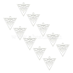 201 Stainless Steel Pendants, Filigree Joiners Findings, Laser Cut, Triangle with Eye, All Seeing Eye, Stainless Steel Color, 20x19.5x1mm, Hole: 1.4mm, 10pcs/box(STAS-UN0018-76P)