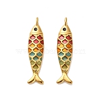 304 Stainless Steel Pendants, with Enamel, Fish, Real 18K Gold Plated, Ion Plating(IP), Colorful, 25.5x6x3mm, Hole: 1.2mm(STAS-C152-01B-01G)