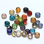 Imitation Austrian Crystal Beads, Grade AAA, K9 Glass, Faceted, Flat Round, Mixed Color, 6x3.5mm, Hole: 0.7~0.9mm(SWAR-F061-3x6mm-M)