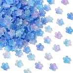 93G Frosted Acrylic Bead Caps, Glitter Beads, Flower, Mauve, 11x11mm, Hole: 1mm(FACR-YW0001-10D)