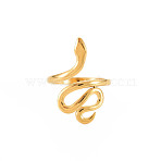 Ion Plating(IP) 304 Stainless Steel Snake Wide Open Cuff Ring for Women, Nickel Free, Real 18K Gold Plated, US Size 7 1/2(17.7mm)(RJEW-S405-226G)