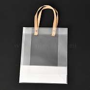 Valentine's Day Rectangle Custom Blank Transparent Tote Bag, Waterproof Plastic Shopping Bags, with Handle, Clear, 37x20cm, 10pcs/set(ABAG-M002-02F)