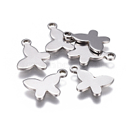 201 Stainless Steel Stamping Blank Tag Charms, Butterfly, Stainless Steel Color, 12.5x10x0.8mm, Hole: 1.4mm(X-STAS-F207-24P)