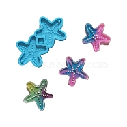 Starfish Shape Pendant Silicone Molds, Resin Casting Molds, for UV Resin & Epoxy Resin Jewelry Making, Sky Blue, 80x41.5x4.5mm, Hole: 2mm, Inner Diameter: 38x30mm(X-DIY-M034-08)