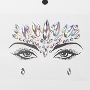 Acrylic Face Gems Stickers, Self Adhesive Temporary Tattoo, with Teardrop & Half Round & Horse Eye Rhinestones, Colorful, 0.35~2.95x0.35~1x0.15~0.35cm(MRMJ-F014-01)