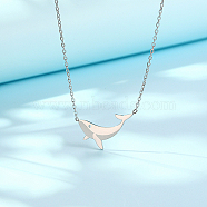 Stainless Steel Pendant Necklaces with Cable Chains, Dolphin, Stainless Steel Color, 17.72 inch(45cm)(AF6538-2)