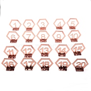 Acrylic Table Numbers Cards, Hexagon with Number 1~20, for Wedding, Restaurant, Birthday Party Decorations, Pink, 10x4x8.7cm(AJEW-WH0237-63)