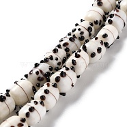 Handmade Lampwork Beads, Bumpy, Panda, White, 11~13x9~10mm, Hole: 1.8~2mm, about 30pcs/strand, 13.58 inch(34.5cm)(LAMP-F020-24)