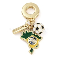 Rack Plating Brass Micro Pave Cubic Zirconia European Dangle Charms, Enamel Football Large Hole Pendants, Real 18K Gold Plated, Long-Lasting Plated, Cadmium Free & Lead Free, Green, 27mm, Hole: 4.5mm(KK-P287-33C-G)