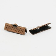 Iron Ribbon Crimp Ends, Red Copper, 20x8x5mm, Hole: 2mm(X-IFIN-S008-R)