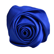 Satin Fabric Handmade 3D Rose Flower, DIY Ornament Accessories for Shoes Hats Clothes, Blue, 5.5cm(PW-WG90241-29)