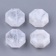 Acrylic Beads, Imitation Gemstone, Faceted, Octagon, Clear & White, 16x16x9.5mm, Hole: 2mm(X-OACR-T006-150)