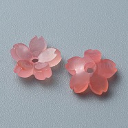 Cellulose Acetate(Resin) Beads, with Gold Glitter Powder, Flower, Salmon, 11x11.5x4mm, Hole: 1.5mm(RESI-TAC0010-82D)