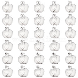 304 Stainless Steel Charms, Apple, Stainless Steel Color, 14x12x3.5mm, Hole: 1.5mm, 30pcs/box(STAS-DC0011-23)