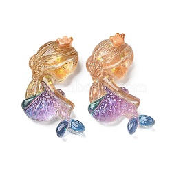 Resin Cabochons, with Paillette, Mermaid, Medium Purple, 32.5x22x7mm(RESI-R456-03B)
